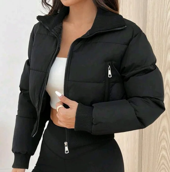 Women's Solid Color Zipper Front Padded Coat - Picture 2 of 4